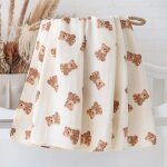 Couverture d'emmaillotage pour bb, en mousseline, a motifs d'animaux de la fort, 120x120, linge de ...