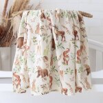 Couverture d'emmaillotage pour bb, en mousseline, a motifs d'animaux de la fort, 120x120, linge de ...
