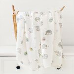 Couverture d'emmaillotage pour bb, en mousseline, a motifs d'animaux de la fort, 120x120, linge de ...