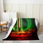 Couverture en flanelle verte et orange avec motif sabre laser 40 x 50 pouces, couverture moelleuse pour ...