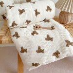 Couverture en mousseline a imprim rose camlia pour bb, couette pour l't, couette florale pour bb, ...