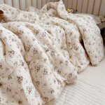 Couverture en mousseline a imprim rose camlia pour bb, couette pour l't, couette florale pour bb, ...