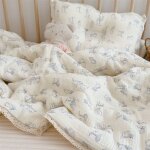 Couverture en mousseline a imprim rose camlia pour bb, couette pour l't, couette florale pour bb, ...