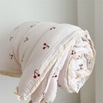 Couverture en mousseline a imprim rose camlia pour bb, couette pour l't, couette florale pour bb, ...