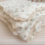 Couverture en mousseline a imprim rose camlia pour bb, couette pour l't, couette florale pour bb, ...