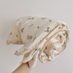 Couverture en mousseline a imprim rose camlia pour bb, couette pour l't, couette florale pour bb, ...