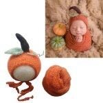 Couverture de rception pour bb + bonnet, ensemble de 2 pices, chapeau de citrouille mohair, accessoires ...