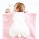 Couverture tricote avec oreilles de lapin pour bb, enveloppe de poussette pour, couette de sommeil ...
