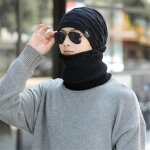 Couvre - oreilles epais en velours pour homme, bonnet en laine tricot, coupe - vent et chaud, style ...