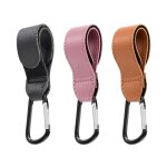 Crochets de poussette 2 pi�ces (noir + marron + rose), sangle de clip de poussette de style cuir de qualit� ...