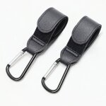 Crochets de poussette 2 pi�ces (noir), sangle de clip de poussette de style cuir de qualit� sup�rieure, ...
