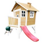 Axi cabane enfant robin brun blanc avec toboggan rouge Axi cabane enfant robin brun blanc avec toboggan rouge