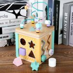 Cube d'activités en bois pour bébé, 5 en 1, perles rondes, forme labyrinthe, jouet assorti, reconnaissance, ... Cube d'activités en bois pour bébé, 5 en 1, perles rondes, forme labyrinthe, jouet assorti, reconnaissance, ...