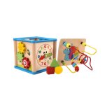 Cube d'activités en bois, blocs de construction multifonctions 5 en 1, jouets educatifs pour enfants Cube d'activités en bois, blocs de construction multifonctions 5 en 1, jouets educatifs pour enfants