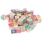 Cubes en bois pour enfant, jouet prscolaire avec les nombres de l'alphabet a z, 50 pices