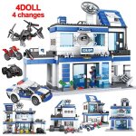 Cubes de construction pour le commissariat de la ville pour enfant, briques pour hlicoptre militaire ...