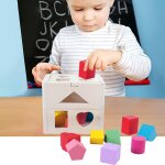 Cube gomtrique en bois pour bb, blocs assortis, jeu, cube d'activit, jouets pour enfants, apprentissage ...