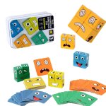 Cube magique en bois pour enfants de 3, 4 et 5 ans, blocs de construction avec motifs de visage, jouets ... Cube magique en bois pour enfants de 3, 4 et 5 ans, blocs de construction avec motifs de visage, jouets ...