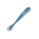 Cuillre 1er repas soft en silicone bleu de beaba