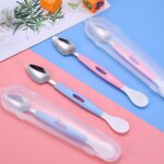 Cuillère d'alimentation en silicone a 2 têtes pour bébé, cuillère auxiliaire pour aliments aux fruits, ... Cuillère d'alimentation en silicone a 2 têtes pour bébé, cuillère auxiliaire pour aliments aux fruits, ...