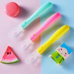Cuillère en silicone liquide pour bébé, avec boîte, antidérapante, cuillères d'entraînement pour enfants, ... Cuillère en silicone liquide pour bébé, avec boîte, antidérapante, cuillères d'entraînement pour enfants, ...
