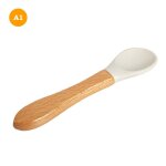 Cuillre en silicone souple, fourchette ustensiles scurit bb apprentissage cuillre en bois antidrapante ...