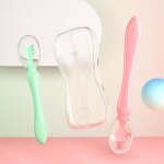 Cuillère a soupe en silicone pour bébé, ustensile de cuisine, cuillère a riz souple, ventouse a détection ... Cuillère a soupe en silicone pour bébé, ustensile de cuisine, cuillère a riz souple, ventouse a détection ...