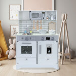 Cuisine en bois pour enfants oryxearth avec micro - ondes, �tag�re pour four, accessoires de cuisine, ...