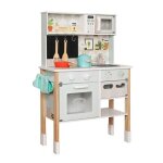 Cuisine en bois ginger home avec plaque electronique, micro - ondes, four, evier et accessoires, 60x26, ...