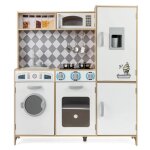 Cuisine enfants 3 ans + costway en bois - 9 accessoires avec machine  glaons, cuisinire, machine  ...