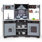 Cuisine enfant de 3 + ans costway - jouets en bois - sons et lumi�res - espace de rangement - accessoires ...