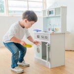 Teamson kids cuisine en bois interactive little chef madrid, petite et classique, gris