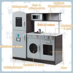 Cuisine enfant en bois avec sons rel jouet cuisinire avec four micro - ondes rfrigrateur etc de 3 ...