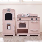 Cuisine enfant little chef dinette en bois rose fille garon jeux td - 11413p