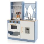 Cuisine ludique en bois pour enfants rideaux cuisinire evier four distributeur d'eau cuisine jouet pour ...