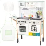 Cuisini�re en bois pour enfants - woomax - 60x30x97 cm - lumi�re et son - four et micro - ondes - evier ...