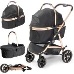 Daistern poussette pour chien 4 en 1, jusqu'a 25 kg, pliable cadre en aluminium anodise a 100, incluant ...