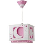 Dalber - 63232s - lustre carr� plastique - lune / etoiles - rose