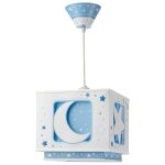 Dalber lustre carr plastique - lune / etoiles - bleu
