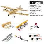 Dancing wings hobby s19 mini tiger moth 980mm envergure balsa bois rc avion biplan kit / kit + power ...