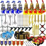Dda - pack d'armes pour minifigurines kit d'armes de chevalier comprenant chariot, cheval, chanfrin, ...