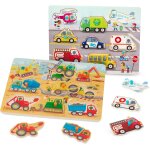 Dda - toys puzzles en bois peg 8 pices pour tout - petits, enfants - cars, 2 ans + - camions et vhicules ...