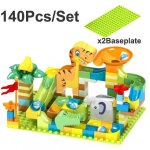 Dcennie s de construction de course de marbre de dinosaure pour enfants, gros blocs en plastique, toboggan ...