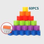 Dcennie s de construction empilables en bois montessori pour bb, jouets de nuit, cubes colors, jeu ...