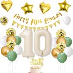 Décoration pour 10e anniversaire fille garçon, décoration 10e anniversaire fille, vert sauge, ballon ... Décoration pour 10e anniversaire fille garçon, décoration 10e anniversaire fille, vert sauge, ballon ...