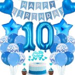 Décorations de 10e anniversaire, décoration de gâteau d'anniversaire garçon 10 ans bleu, décorations ... Décorations de 10e anniversaire, décoration de gâteau d'anniversaire garçon 10 ans bleu, décorations ...