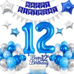 Dcoration d'anniversaire 10 ans, garon, bleu, ballons gonflables, 10 ans d'anniversaire, 10 ans, ballons ...