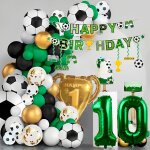 Dcoration d'anniversaire de football pour enfants 10 ans. ballons de football 10 ans avec trophe dor ...