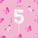 Dcoration de bougie d'anniversaire en forme de papillon blanc et rose en forme de chiffre 3 - bougies ...