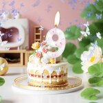 Dcoration de bougie d'anniversaire en forme de papillon blanc et rose en forme de chiffre 4 - bougies ...